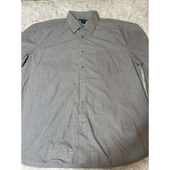Akwa Men's long sleeve button-down casual gray shirt 2XL - Picture 3 of 6